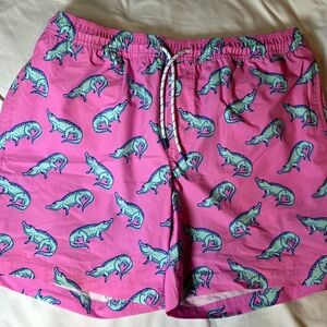 Pink Alligator Print Swim Trunks Size XL